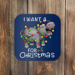 I Want A Hippopotamus For Christmas Xmas Hippo Lover Funny Coaster