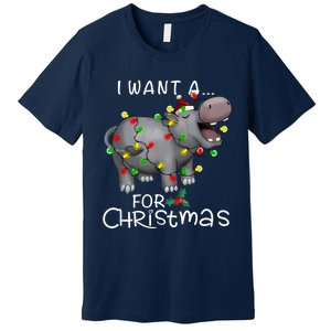 I Want A Hippopotamus For Christmas Xmas Hippo Lover Funny Premium T-Shirt