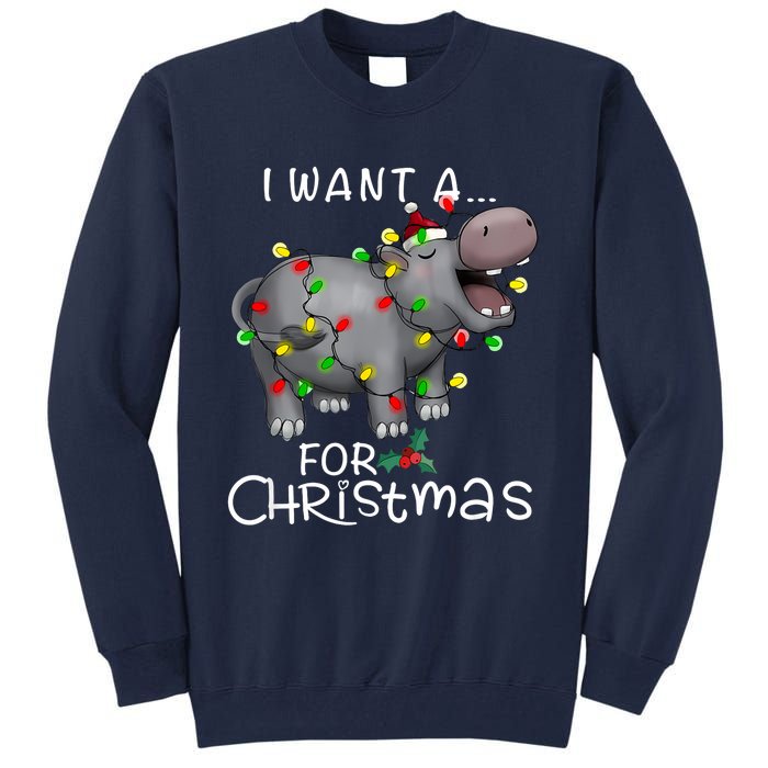 I Want A Hippopotamus For Christmas Xmas Hippo Lover Funny Tall Sweatshirt