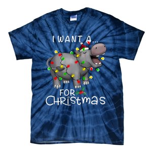 I Want A Hippopotamus For Christmas Xmas Hippo Lover Funny Tie-Dye T-Shirt