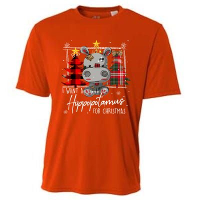 I Want A Hippopotamus For Christmas Cute Hippo Xmas Funny Gift Cooling Performance Crew T-Shirt