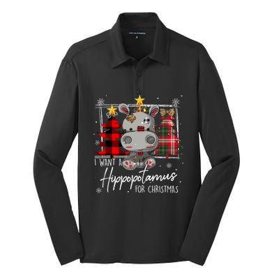 I Want A Hippopotamus For Christmas Cute Hippo Xmas Funny Gift Silk Touch Performance Long Sleeve Polo