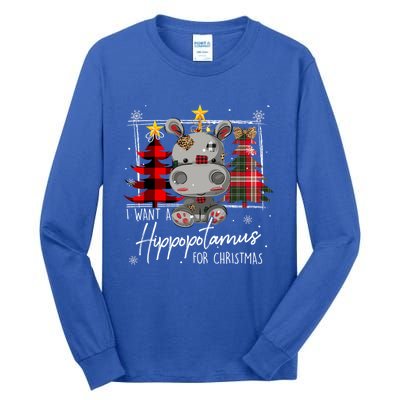 I Want A Hippopotamus For Christmas Cute Hippo Xmas Funny Gift Tall Long Sleeve T-Shirt