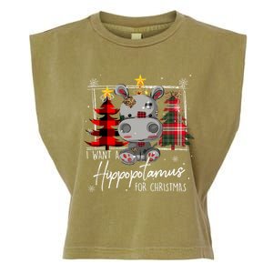 I Want A Hippopotamus For Christmas Cute Hippo Xmas Funny Gift Garment-Dyed Women's Muscle Tee