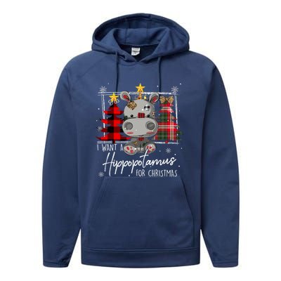 I Want A Hippopotamus For Christmas Cute Hippo Xmas Funny Gift Performance Fleece Hoodie