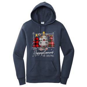 I Want A Hippopotamus For Christmas Cute Hippo Xmas Funny Gift Women's Pullover Hoodie