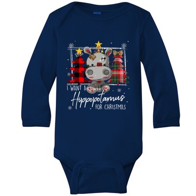 I Want A Hippopotamus For Christmas Cute Hippo Xmas Funny Gift Baby Long Sleeve Bodysuit