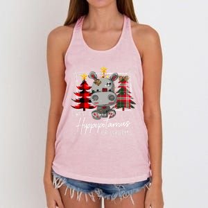 I Want A Hippopotamus For Christmas Cute Hippo Xmas Funny Gift Women's Knotted Racerback Tank