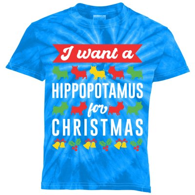 I Want A Hippopotamus For Christmas Xmas Hippo Gift Kids Tie-Dye T-Shirt