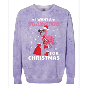 I Want A Flamingo For Christmas Meaningful Gift Ugly Xmas Pajama Meaningful Gift Colorblast Crewneck Sweatshirt