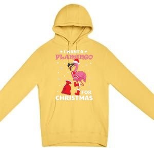 I Want A Flamingo For Christmas Meaningful Gift Ugly Xmas Pajama Meaningful Gift Premium Pullover Hoodie