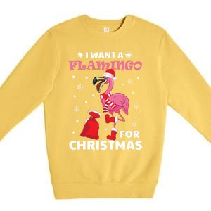 I Want A Flamingo For Christmas Meaningful Gift Ugly Xmas Pajama Meaningful Gift Premium Crewneck Sweatshirt