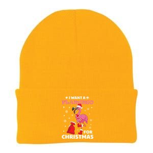 I Want A Flamingo For Christmas Meaningful Gift Ugly Xmas Pajama Meaningful Gift Knit Cap Winter Beanie