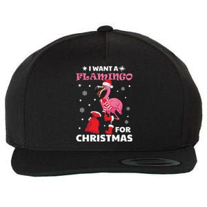 I Want A Flamingo For Christmas Meaningful Gift Ugly Xmas Pajama Meaningful Gift Wool Snapback Cap