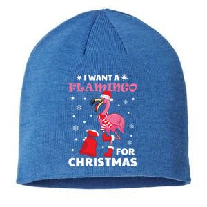 I Want A Flamingo For Christmas Meaningful Gift Ugly Xmas Pajama Meaningful Gift Sustainable Beanie