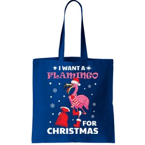 I Want A Flamingo For Christmas Meaningful Gift Ugly Xmas Pajama Meaningful Gift Tote Bag