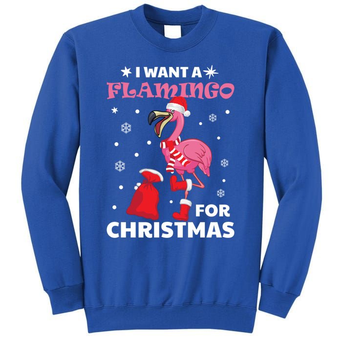 I Want A Flamingo For Christmas Meaningful Gift Ugly Xmas Pajama Meaningful Gift Tall Sweatshirt