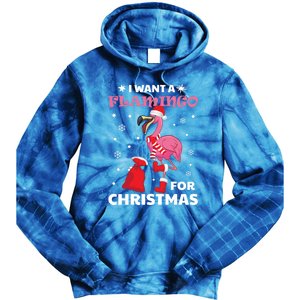 I Want A Flamingo For Christmas Meaningful Gift Ugly Xmas Pajama Meaningful Gift Tie Dye Hoodie