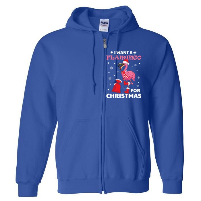 I Want A Flamingo For Christmas Meaningful Gift Ugly Xmas Pajama Meaningful Gift Full Zip Hoodie