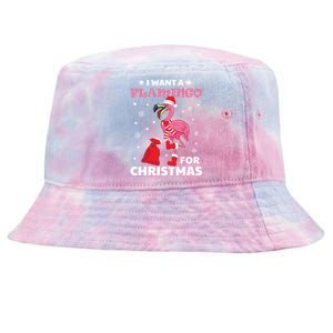 I Want A Flamingo For Christmas Meaningful Gift Ugly Xmas Pajama Meaningful Gift Tie-Dyed Bucket Hat