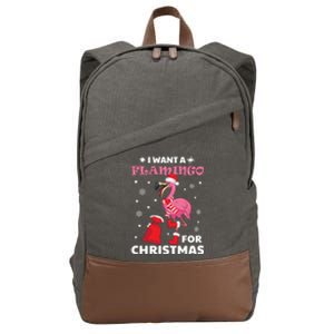 I Want A Flamingo For Christmas Meaningful Gift Ugly Xmas Pajama Meaningful Gift Cotton Canvas Backpack