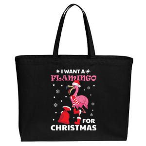 I Want A Flamingo For Christmas Meaningful Gift Ugly Xmas Pajama Meaningful Gift Cotton Canvas Jumbo Tote