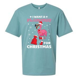 I Want A Flamingo For Christmas Meaningful Gift Ugly Xmas Pajama Meaningful Gift Sueded Cloud Jersey T-Shirt