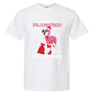 I Want A Flamingo For Christmas Meaningful Gift Ugly Xmas Pajama Meaningful Gift Garment-Dyed Heavyweight T-Shirt