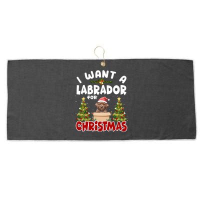 I Want A Labrador For Christmas Labs Mom Dog Lover Christmas Gift Large Microfiber Waffle Golf Towel