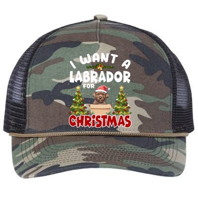 I Want A Labrador For Christmas Labs Mom Dog Lover Christmas Gift Retro Rope Trucker Hat Cap