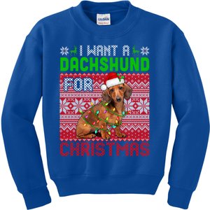 I Want A Dachshund For Christmas Santa Dog Lover Owner Gift Kids Sweatshirt