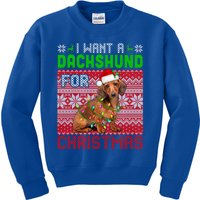 I Want A Dachshund For Christmas Santa Dog Lover Owner Gift Kids Sweatshirt