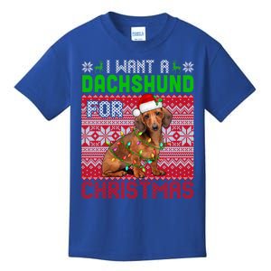 I Want A Dachshund For Christmas Santa Dog Lover Owner Gift Kids T-Shirt