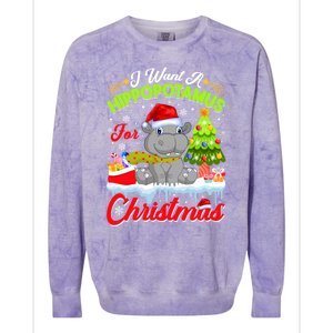 I Want A Hippopotamus For Christmas Cute Xmas Hippo Gift Colorblast Crewneck Sweatshirt