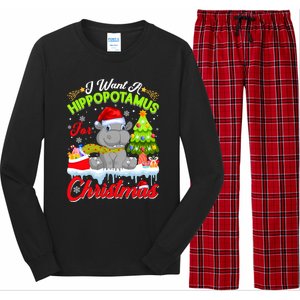 I Want A Hippopotamus For Christmas Cute Xmas Hippo Gift Long Sleeve Pajama Set