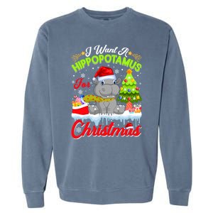 I Want A Hippopotamus For Christmas Cute Xmas Hippo Gift Garment-Dyed Sweatshirt