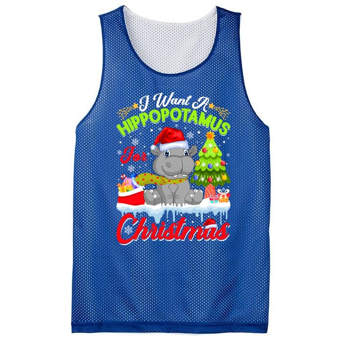 I Want A Hippopotamus For Christmas Cute Xmas Hippo Gift Mesh Reversible Basketball Jersey Tank