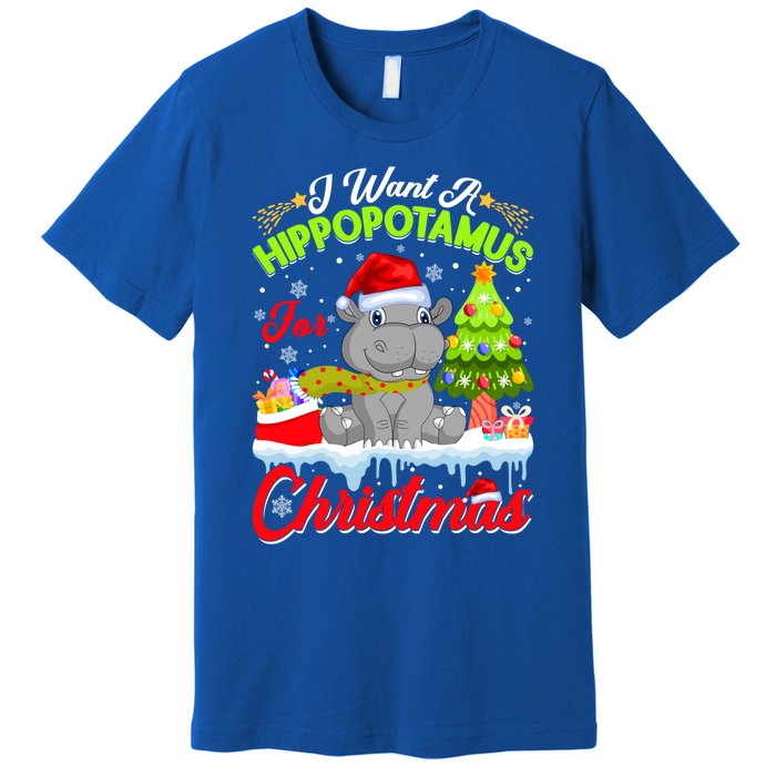 I Want A Hippopotamus For Christmas Cute Xmas Hippo Gift Premium T-Shirt