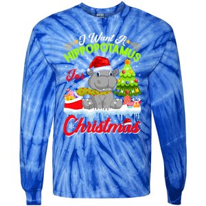 I Want A Hippopotamus For Christmas Cute Xmas Hippo Gift Tie-Dye Long Sleeve Shirt