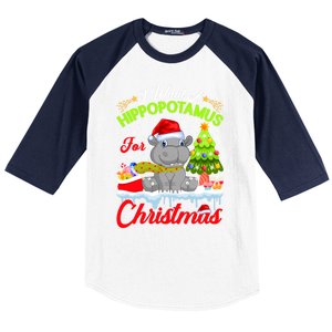 I Want A Hippopotamus For Christmas Cute Xmas Hippo Gift Baseball Sleeve Shirt