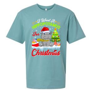 I Want A Hippopotamus For Christmas Cute Xmas Hippo Gift Sueded Cloud Jersey T-Shirt