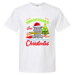 I Want A Hippopotamus For Christmas Cute Xmas Hippo Gift Garment-Dyed Heavyweight T-Shirt