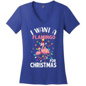 I Want A Flamingo For Christmas Gift Women's V-Neck T-Shirt