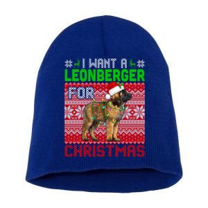 I Want A Leonberger For Christmas Santa Dog Lover Owner Gift Short Acrylic Beanie