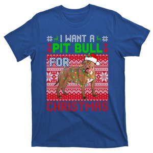 I Want A Pit Bull For Christmas Santa Dog Lover Owner Cool Gift T-Shirt