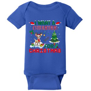 I Want A Chihuahua Dog For Christmas Xmas Chihuahua Reindeer Gift Baby Bodysuit