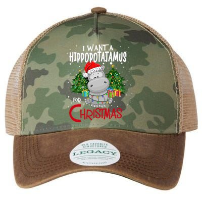 I Want A Hippopotamus For Christmas Santa Hat Fun Xmas Hippo Great Gift Legacy Tie Dye Trucker Hat