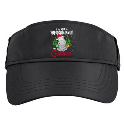 I Want A Hippopotamus For Christmas Santa Hat Fun Xmas Hippo Great Gift Adult Drive Performance Visor