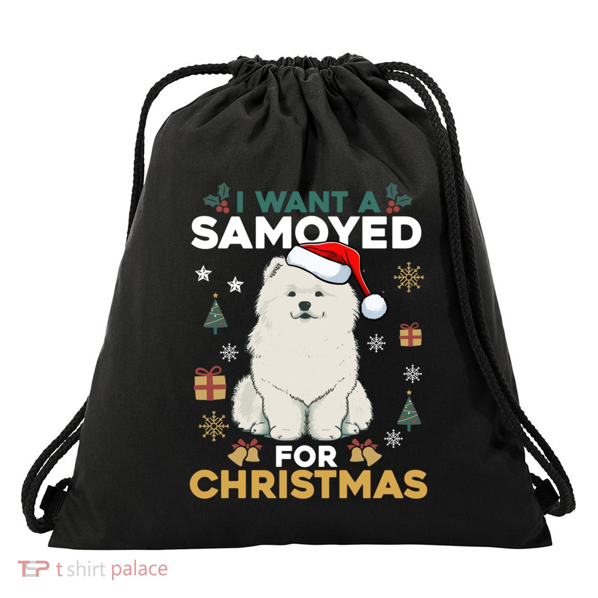 I Want A Samoyed For Christmas Cute Dog Lover Family Pajamas Gift Drawstring Bag