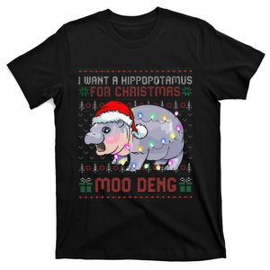 I Want A Hippopotamus For Christmas Moo Deng Baby Hippo Xmas T-Shirt